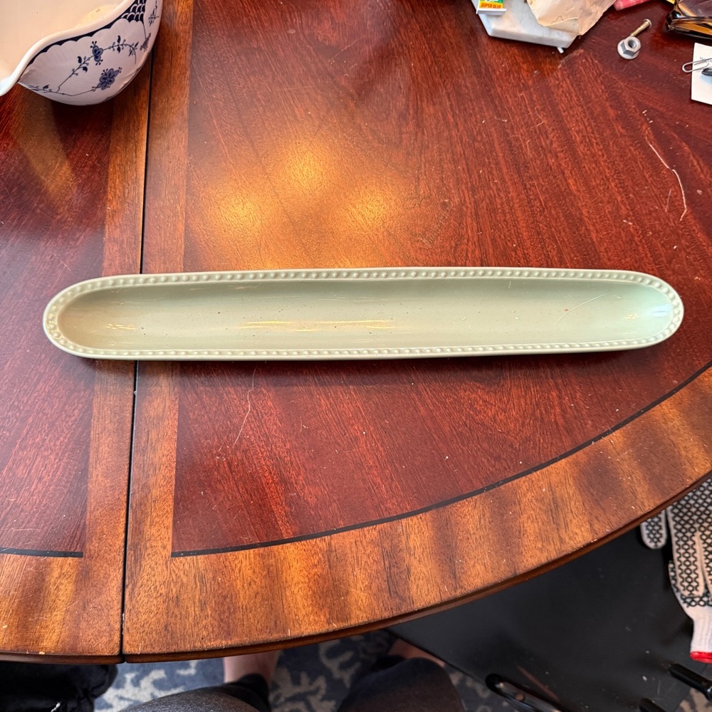 A Special Place 2003 Ceramic Green Olive Boat Dish Serving Tray
